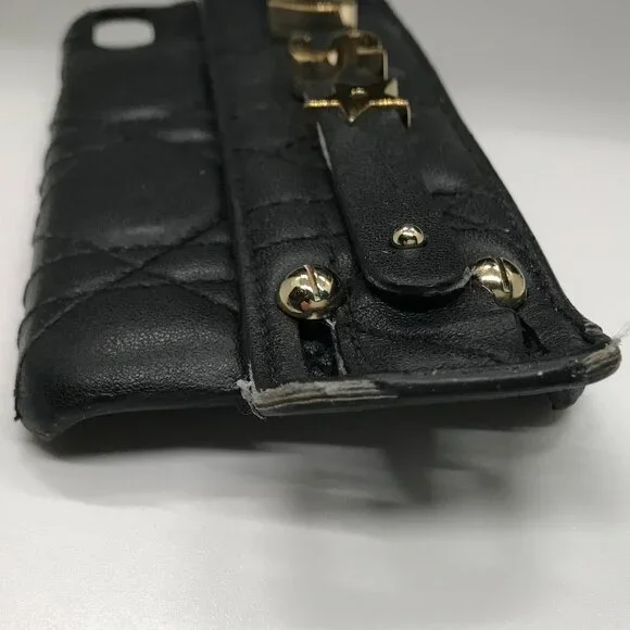 Christian Dior Cannage Black Leather iPhone X XS Cellphone Case /1D2386